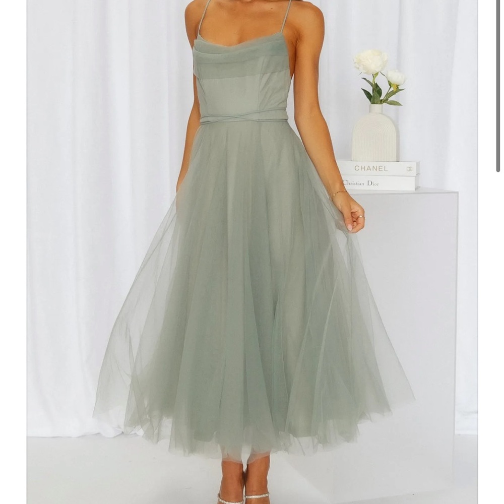 Sage green midi dress